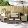 6-teiliges Garten-Essset mit beigen Kissen aus synthetischem Rattan von , Gartenmöbel - Ref: Foro24-363399, Preis: 300,03 €, ...