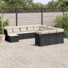 Gartensofa-Set 12-teilig mit schwarzen synthetischen Rattankissen von , Gartensets - Ref: Foro24-3250465, Preis: 708,19 €, Ra...