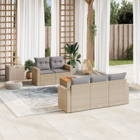 Gartensofa-Set mit Kissen, 6-teilig, beiges synthetisches Rattan von , Gartensets - Ref: Foro24-3224008, Preis: 435,96 €, Rab...