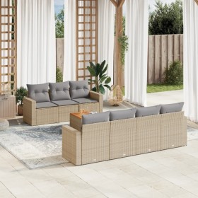 Gartensofa-Set mit beigen Kissen 8 Stück PE-Rattan von , Gartensets - Ref: Foro24-3224029, Preis: 515,99 €, Rabatt: %