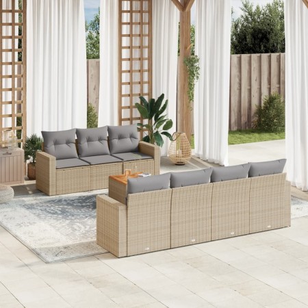 Garden sofa set with beige cushions 8 pcs PE rattan by , Garden sets - Ref: Foro24-3224029, Price: 546,33 €, Discount: %