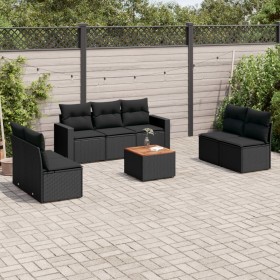 8-teiliges Gartensofa-Set und schwarze synthetische Rattankissen von , Gartensets - Ref: Foro24-3224074, Preis: 432,99 €, Rab...