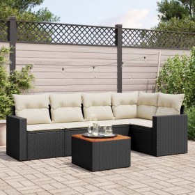 6-teiliges Gartensofa-Set und schwarze synthetische Rattankissen von , Gartensets - Ref: Foro24-3224110, Preis: 381,98 €, Rab...