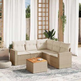 Gartensofa-Set mit Kissen, 6-teilig, beiges synthetisches Rattan von , Gartensets - Ref: Foro24-3224119, Preis: 512,80 €, Rab...