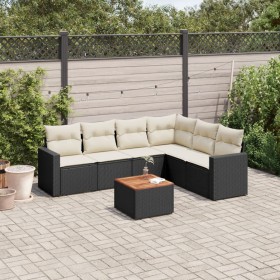 7-piece garden dining set and black synthetic rattan cushions by , Garden sets - Ref: Foro24-3224138, Price: 453,13 €, Discou...