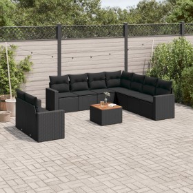 Set de sofás de jardín 10 pzas cojines ratán sintético negro de , Conjuntos de jardín - Ref: Foro24-3224186, Precio: 648,99 €...