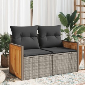 Gartensofa mit Kissen, 2-Sitzer, graues synthetisches Rattan von , Outdoor-Sofas - Ref: Foro24-366146, Preis: 196,23 €, Rabat...