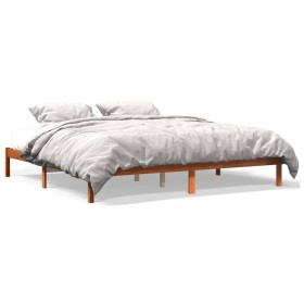 Solid wax brown pine wood bed frame 120x200 cm by , Beds and slatted bases - Ref: Foro24-844869, Price: 97,42 €, Discount: %