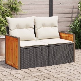 2-seater garden sofa with black synthetic rattan cushions by , Outdoor sofas - Ref: Foro24-366022, Price: 188,99 €, Discount: %