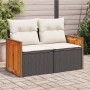 2-seater garden sofa with black synthetic rattan cushions by , Outdoor sofas - Ref: Foro24-366022, Price: 181,61 €, Discount: %