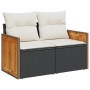 2-seater garden sofa with black synthetic rattan cushions by , Outdoor sofas - Ref: Foro24-366022, Price: 181,61 €, Discount: %