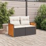 2-seater garden sofa with black synthetic rattan cushions by , Outdoor sofas - Ref: Foro24-366022, Price: 181,61 €, Discount: %