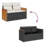 2-seater garden sofa with black synthetic rattan cushions by , Outdoor sofas - Ref: Foro24-366022, Price: 181,61 €, Discount: %