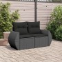 2-seater garden sofa with black synthetic rattan cushions by , Outdoor sofas - Ref: Foro24-365991, Price: 168,52 €, Discount: %