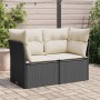 2-seater garden sofa with black synthetic rattan cushions by , Outdoor sofas - Ref: Foro24-365998, Price: 155,79 €, Discount: %