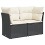 2-seater garden sofa with black synthetic rattan cushions by , Outdoor sofas - Ref: Foro24-365998, Price: 161,99 €, Discount: %