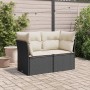 2-seater garden sofa with black synthetic rattan cushions by , Outdoor sofas - Ref: Foro24-365998, Price: 161,99 €, Discount: %