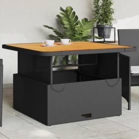 Garden table acacia wood and black PE rattan 110x110x71 cm by , Garden tables - Ref: Foro24-368272, Price: 162,12 €, Discount: %