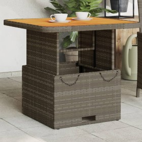 Mesa de jardín ratán sintético y madera acacia gris 80x80x71 cm de , Mesas de jardín - Ref: Foro24-368270, Precio: 135,12 €, ...