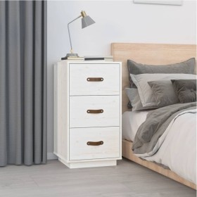 Mesita de noche madera maciza de pino blanco 40x40x75 cm de vidaXL, Mesitas de noche - Ref: Foro24-818337, Precio: 76,99 €, D...