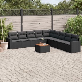 Set de sofás de jardín 10 pzas cojines ratán sintético negro de , Conjuntos de jardín - Ref: Foro24-3224165, Precio: 571,02 €...