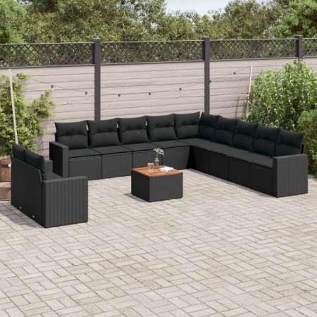 Gartensofa-Set 12-teilig mit schwarzen synthetischen Rattankissen von , Gartensets - Ref: Foro24-3224200, Preis: 681,67 €, Ra...