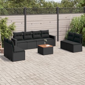 8-teiliges Gartensofa-Set und schwarze synthetische Rattankissen von , Gartensets - Ref: Foro24-3224081, Preis: 491,31 €, Rab...