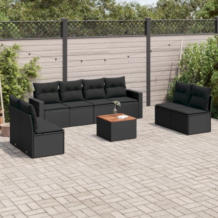 8-teiliges Gartensofa-Set und schwarze synthetische Rattankissen von , Gartensets - Ref: Foro24-3224081, Preis: 491,89 €, Rab...