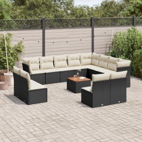 Garden sofa and cushion set 13 pieces black synthetic rattan by , Garden sets - Ref: Foro24-3223928, Price: 811,51 €, Discoun...