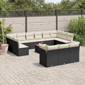 14-teiliges Gartensofa-Set mit schwarzen synthetischen Rattankissen von , Gartensets - Ref: Foro24-3223921, Preis: 854,11 €, ...