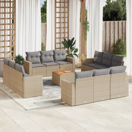 Garden sofa set with cushions 13 pieces beige synthetic rattan by , Garden sets - Ref: Foro24-3224057, Price: 987,63 €, Disco...