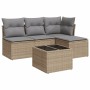 Garden sofa set with cushions 5 pieces beige synthetic rattan by , Garden sets - Ref: Foro24-3249348, Price: 344,56 €, Discou...