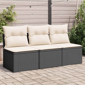 3-Sitzer-Gartensofa mit PE-Rattankissen in Schwarz von , Outdoor-Sofas - Ref: Foro24-366015, Preis: 143,99 €, Rabatt: %