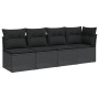 4-seater garden sofa with black synthetic rattan cushions by , Outdoor sofas - Ref: Foro24-365964, Price: 231,72 €, Discount: %