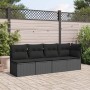 4-seater garden sofa with black synthetic rattan cushions by , Outdoor sofas - Ref: Foro24-365964, Price: 231,72 €, Discount: %