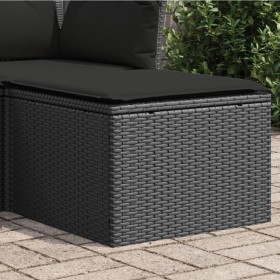 Garden stool and black synthetic rattan cushion 55x55x37cm by , Outdoor ottomans - Ref: Foro24-365966, Price: 54,99 €, Discou...