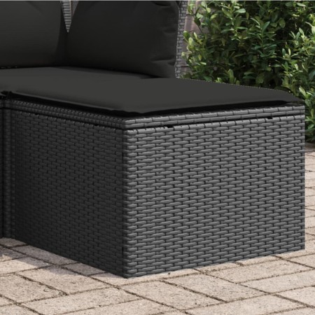 Garden stool and black synthetic rattan cushion 55x55x37cm by , Outdoor ottomans - Ref: Foro24-365966, Price: 52,71 €, Discou...