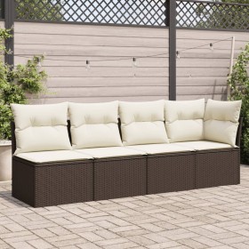 Garden sofa with cushions 4 seater brown synthetic rattan by , Outdoor sofas - Ref: Foro24-366202, Price: 267,51 €, Discount: %