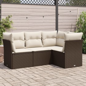 4-teilige Gartensofagarnitur und braune synthetische Rattankissen von , Gartensets - Ref: Foro24-3217583, Preis: 280,99 €, Ra...