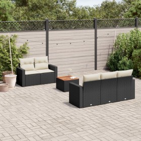 6-piece garden sofa set and black synthetic rattan cushions by , Garden sets - Ref: Foro24-3224005, Price: 386,00 €, Discount: %