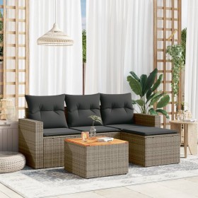 Gartensofa-Set mit Kissen, 5-teilig, graues synthetisches Rattan von , Gartensets - Ref: Foro24-3224093, Preis: 308,09 €, Rab...