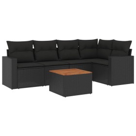 6-teiliges Gartensofa-Set und schwarze synthetische Rattankissen von , Gartensets - Ref: Foro24-3224109, Preis: 354,09 €, Rab...