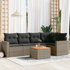 6-piece garden furniture set and gray synthetic rattan cushions by , Garden sets - Ref: Foro24-3224114, Price: 383,99 €, Disc...