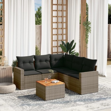 6-piece garden furniture set and gray synthetic rattan cushions by , Garden sets - Ref: Foro24-3224121, Price: 383,84 €, Disc...