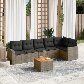 7-piece garden sofa set with gray PE rattan cushions by , Garden sets - Ref: Foro24-3224135, Price: 451,74 €, Discount: %