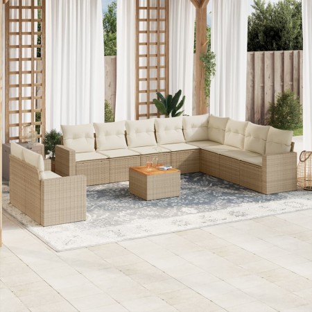 Set de sofás de jardín 11pzas con cojines ratán sintético beige de , Conjuntos de jardín - Ref: Foro24-3224196, Precio: 843,5...