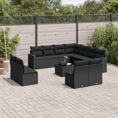 Garden sofa set 12 pieces with black synthetic rattan cushions by , Garden sets - Ref: Foro24-3219125, Price: 697,11 €, Disco...