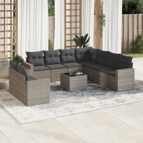 10-piece garden sofa set with gray synthetic rattan cushions by , Garden sets - Ref: Foro24-3219150, Price: 709,45 €, Discoun...