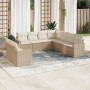 9-teiliges Gartensofa-Set mit beigen synthetischen Rattankissen von , Gartensets - Ref: Foro24-3219138, Preis: 770,76 €, Raba...