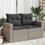 Garden sofa with cushions 2 seater gray synthetic rattan by , Outdoor sofas - Ref: Foro24-366140, Price: 240,03 €, Discount: %